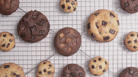 Stop-Motion-Of-Various-Cookies-Rotating-On-A-Cooling-Wire-Rack