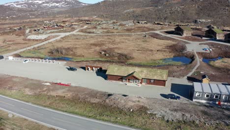 Maurset-SnarkjÃ¸p-small-store-at-Maursetparken-mount-Hardangevidda---Baracks-at-construction-site-and-charging-station-for-electric-cars---Norway