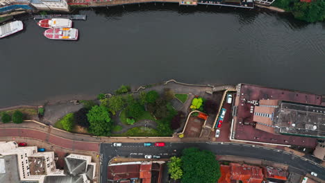 Top-down-drone-shot-over-Central-York-river-ouse