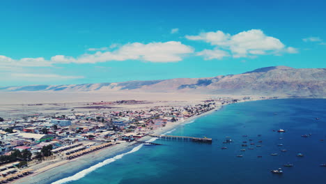 Aerial-vista-of-mejillones-sea,-Antofagasta,-Chile