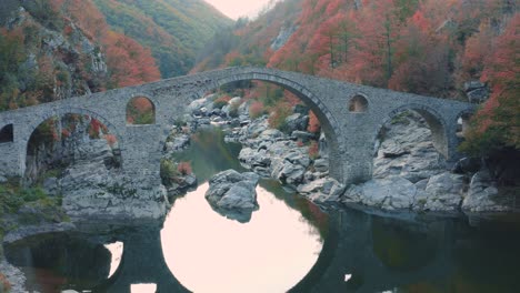 Devil's-Bridge-in-Ardino-Bulgaria-top-on-Arda-River,-It-is-Ottoman-Architecture-Bridge-in-Rodopi-Mountains
