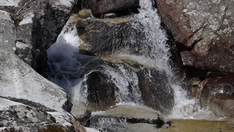 Close-up-slow-motion-of-multiple-waterfalls-in-Mala-Fatra-mountains,-Slovakia