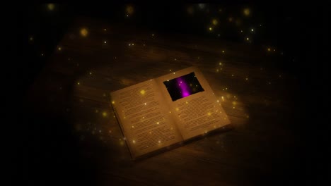 Spell-book-turning-page-with-flying-mystical-dust-particles