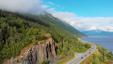 4K-Drone-Video-of-Seward-Highway-Alaska-Route-1-Along-Shore-of-Turnagain-Arm