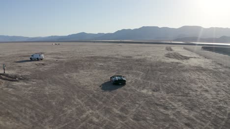 Supercar-Lamborghini-Huracan-Evo-driving-at-Majave-Desert,-Las-Vegas,-Nevada