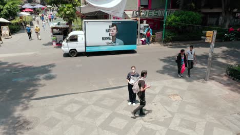 Above-shot-of-the-good-doctor-marketing-truck-at-Mexico-city-town