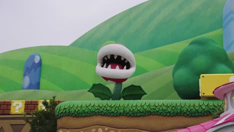 Piranha-Plant-Character-at-Super-Nintendo-Land,-Universal-Studios-Japan
