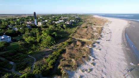 Sullivan's-Island-beach-and-lighthouse,-Sullivan's-Island-SC,-Sullivan's-Island-South-Carolina-near-Charleston-SC
