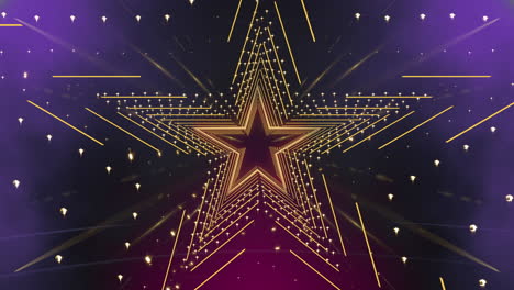 Gold-star-over-purple-Background-in-Loop,-for-stage-video-background-design,-visual-projection-mapping,-music-video,-TV-show,-presentations,-editors-and-VJs-for-led-screens-or-fashion-show