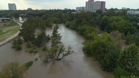 Aerial-of-Heavy-flooding-in-Houston,-Texas-after-Hurricane-Harvey
