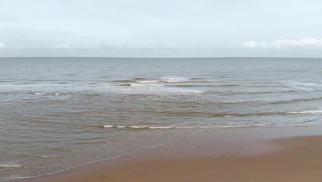 Seascape-With-Calm-Waves-On-Summer-In-South-Holland,-Western-Netherland-Near-Noordwijk-And-Katwijk