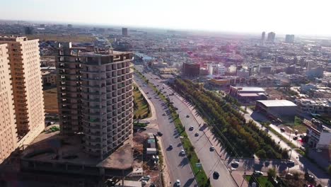 Aerial-shot-of-Erbil-showing-100m-Street-and-new-building-under-construction