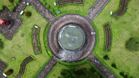 Aerial-shot-of-Water-fountain-from-above