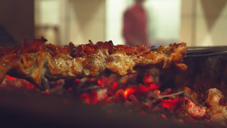 Appetizing-Hot-Shish-Kebabs-On-Metal-Skewers-Above-Red-Burning-Coals