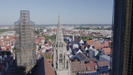 Overlooking-the-city-of-Ulm,-standing-in-the-tower-of-the-Ulmer-MÃ¼nster