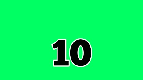 Nach-Unten-Bewegende-Cartoon-Nummer-10,-Zehn,-Animation,-Grüner-Bildschirm
