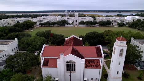 aerial-push-into-the-citadel-military-college-in-charleston-sc,-south-carolina
