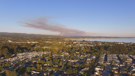 Aerial-shot-flying-over-suburbs-at-sunrise-in-Watsonville