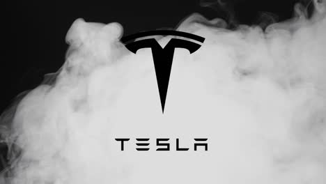 Illustrative-editorial-of-black-Tesla-icon-appearing-when-smoke-flies-over