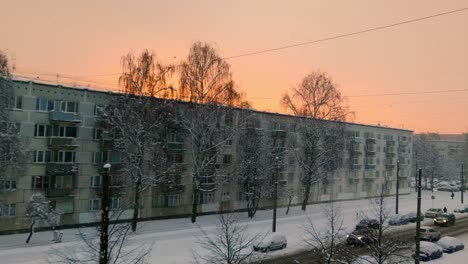 Christmas-snowfall-layering-residences-near-soviet-time-Riga-Latvia