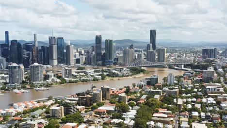Drone-Shot-Of-Brisbane-Story-Bridge-and-river