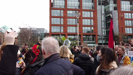 Patriotic-crowd-at-Ukraine-anti-war-protest-rally-on-Manchester-city-street
