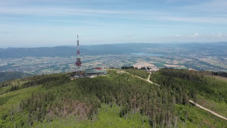 Aerial-view-of-Skrzyczne-Hill-in-Silesian-Beskid-and-Å»ywieckie-lake-the-background