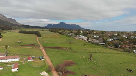 A-drone-shot-sloly-lowers-over-a-farm