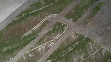 Tractor-plowing-deforested-farmland-in-the-Brazilian-Cerrado---straight-down-aerial-view