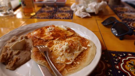 Mexican-food,-Huevos-Rancheros-at-Cafe-Napoles-in-Mascota,-Jalisco,-Mexico