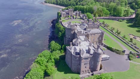 Arc-Shot-Of-Culzean-Castle-Near-The-Firth-Of-Clyde,-Scotland,-UK