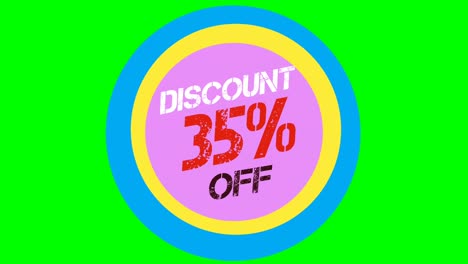 Animation-cartoon-Discount-35%-Off-Text-Flat-Style-Popup-Promotional-Animation-green-screen-4K