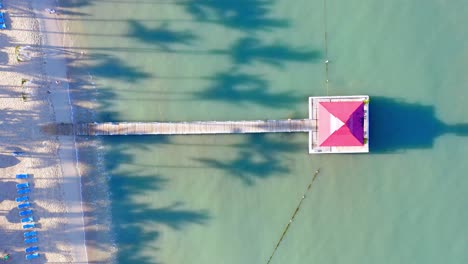 Aerial-top-down-shot-of-private-Footbridge-of-Bahia-Principe-Grand-La-Romana-Hotel-Resort