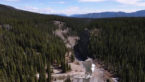 Flying-Over-Crescent-Falls-In-Spring