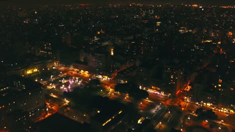 Aerial-drone-footage-of-plaza-and-National-Congress-in-Buenos-Aires,-Argentina