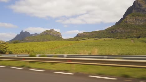 A-shot-from-a-car-of-MauritiusÂ´mountains-while-driving