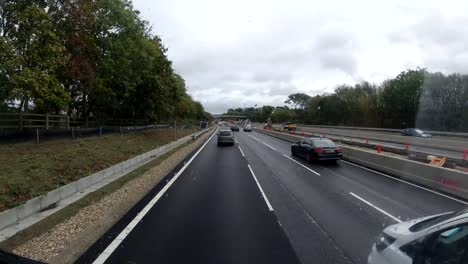 Time-lapse-from-a-HGV-cab-of-a-drive-from-the-M25-to-M20-junction-11-Hythe,-Kent