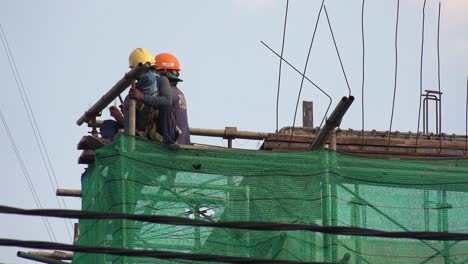 Medium-Shot-of-Workmen-on-a-Construction-Site