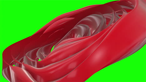 Abstrakte-Rote-Ringe,-Die-Auf-Grünem-Hintergrund-Pulsieren