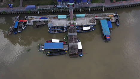 Aerial-top-down-view-of-boat-marina-on-a-canal-in-Binh-Thanh-district-in-Ho-Chi-Minh-City-Vietnam