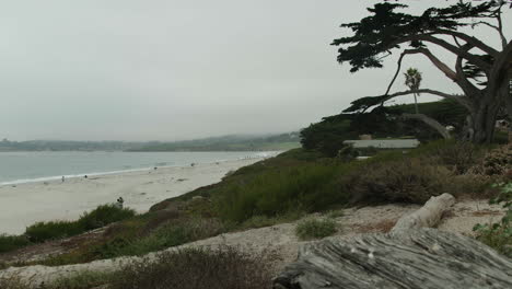 Foggy---Cloudy-Day-at-the-Beach-in-Carmel,-CA