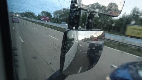 HGV-Drivers-view-of-oncoming-traffic-in-a-rear-view-mirror