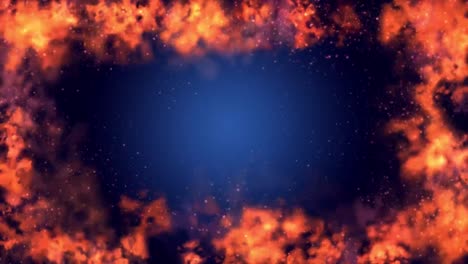 Burning-fire-and-embers-inferno-animated-border-digital-background-with-vignette