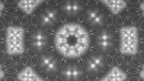 Monochromes-Animiertes-Kaleidoskop-Dreiecksmuster,-Schwarz-weiß-3D