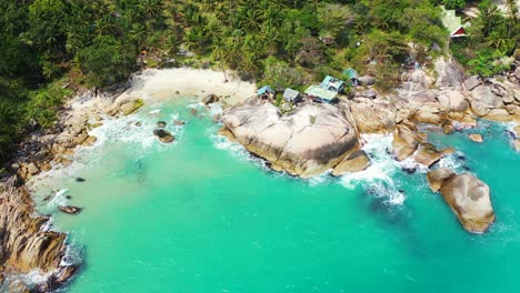 Haad-Thong-Reng-secluded-rocky-sandy-beach-and-crystal-clear-turquoise-seawater