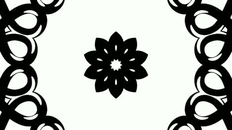 Schwarz-weißes-Mandalamuster-Nach-Innen-Zeichnend,-Grafisch