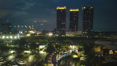 Time-lapse-of-BSD-Serpong-view-from-noon-to-night-in-high-angle-and-slow-shutter