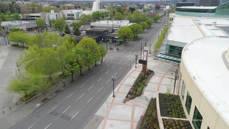 Historic-aerial-footage-of-Oregon-Convention-Center-with-empty-streets-due-to-the-COVID-19-pandemic