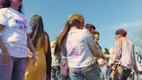 Dancers-partying-at-Holi-festival.-Low-POV