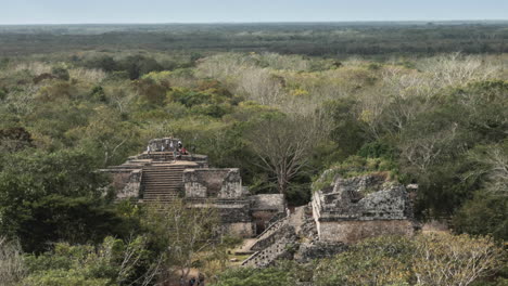 Time-lapse-extreme-trucking-push-in-of-Ek-Balam-Mayan-ruins-in-Yucatan,-Mexico-near-Valladolid